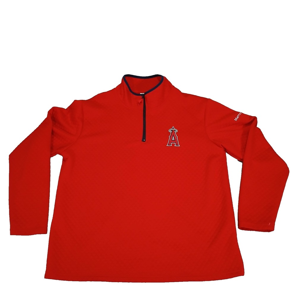 Anaheim Angels Re Quilted Half Zip With Memorial Care Logo On Arm Sweater Jacket